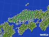 中国地方のアメダス実況(風向・風速)(2019年03月19日)