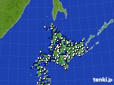 北海道地方のアメダス実況(風向・風速)(2019年04月19日)