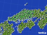 中国地方のアメダス実況(風向・風速)(2019年04月19日)