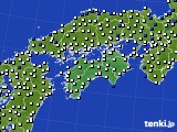 四国地方のアメダス実況(風向・風速)(2019年04月22日)