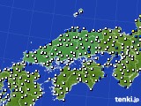 中国地方のアメダス実況(風向・風速)(2019年07月11日)