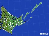 道東のアメダス実況(風向・風速)(2019年07月18日)