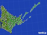 道東のアメダス実況(風向・風速)(2019年07月21日)