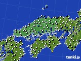 中国地方のアメダス実況(風向・風速)(2019年08月13日)