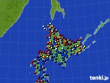 北海道地方のアメダス実況(日照時間)(2019年08月14日)