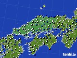 中国地方のアメダス実況(風向・風速)(2019年08月14日)