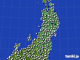 東北地方のアメダス実況(風向・風速)(2019年08月21日)