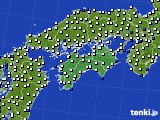 2019年08月21日の四国地方のアメダス(風向・風速)