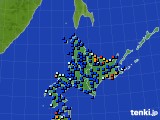北海道地方のアメダス実況(日照時間)(2019年08月22日)