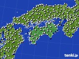 四国地方のアメダス実況(風向・風速)(2019年08月22日)