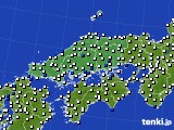 中国地方のアメダス実況(風向・風速)(2019年08月23日)