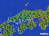 中国地方のアメダス実況(日照時間)(2019年08月25日)