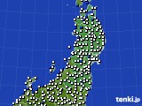 2019年08月25日の東北地方のアメダス(風向・風速)