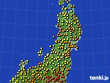 東北地方のアメダス実況(気温)(2019年08月29日)