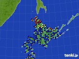 北海道地方のアメダス実況(日照時間)(2019年10月03日)