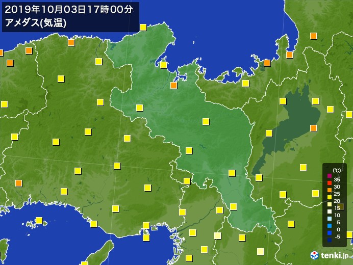 京都府の過去のアメダス実況 19年10月03日 気温 日本気象協会 Tenki Jp