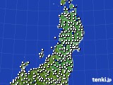 東北地方のアメダス実況(風向・風速)(2019年10月07日)