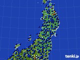 東北地方のアメダス実況(日照時間)(2019年10月08日)