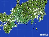 2019年10月10日の東海地方のアメダス(風向・風速)