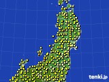 2019年10月11日の東北地方のアメダス(気温)