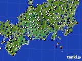 2019年10月12日の東海地方のアメダス(風向・風速)