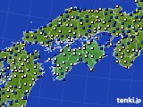 四国地方のアメダス実況(風向・風速)(2019年10月12日)