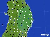 2019年10月13日の岩手県のアメダス(風向・風速)