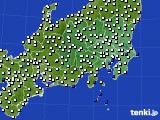 関東・甲信地方のアメダス実況(風向・風速)(2019年10月14日)
