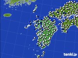 2019年10月14日の九州地方のアメダス(風向・風速)