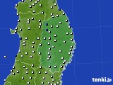 2019年10月14日の岩手県のアメダス(風向・風速)
