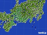 2019年10月15日の東海地方のアメダス(風向・風速)