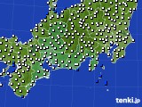 2019年10月17日の東海地方のアメダス(風向・風速)