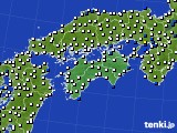 四国地方のアメダス実況(風向・風速)(2019年10月18日)