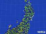 東北地方のアメダス実況(日照時間)(2019年10月19日)