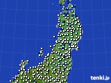 東北地方のアメダス実況(風向・風速)(2019年10月20日)