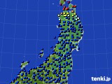 2019年10月21日の東北地方のアメダス(日照時間)
