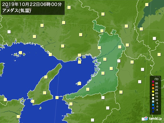 大阪府の過去のアメダス実況 19年10月22日 気温 日本気象協会 Tenki Jp 大阪府の過去のアメダス実況 19年10月22日 気温 日本気象協会 Tenki Jp