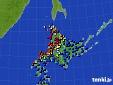 北海道地方のアメダス実況(日照時間)(2019年10月22日)