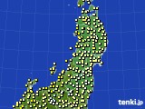 2019年10月24日の東北地方のアメダス(気温)