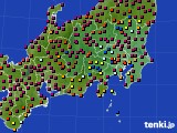 2019年10月28日の関東・甲信地方のアメダス(日照時間)