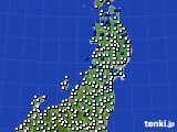 2019年11月16日の東北地方のアメダス(風向・風速)