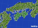 四国地方のアメダス実況(風向・風速)(2019年11月19日)