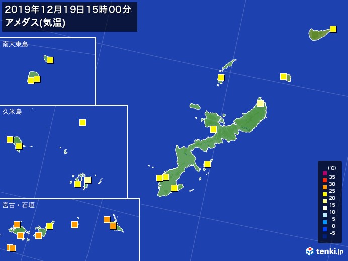 沖縄県の過去のアメダス実況 19年12月19日 気温 日本気象協会 Tenki Jp
