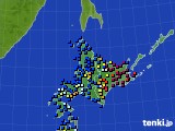 北海道地方のアメダス実況(日照時間)(2019年12月21日)