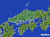 中国地方のアメダス実況(風向・風速)(2019年12月31日)