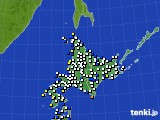 北海道地方のアメダス実況(風向・風速)(2020年01月02日)