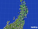 東北地方のアメダス実況(風向・風速)(2020年01月02日)