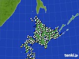 北海道地方のアメダス実況(風向・風速)(2020年01月05日)