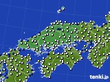 中国地方のアメダス実況(風向・風速)(2020年01月07日)