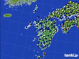 九州地方のアメダス実況(風向・風速)(2020年01月08日)